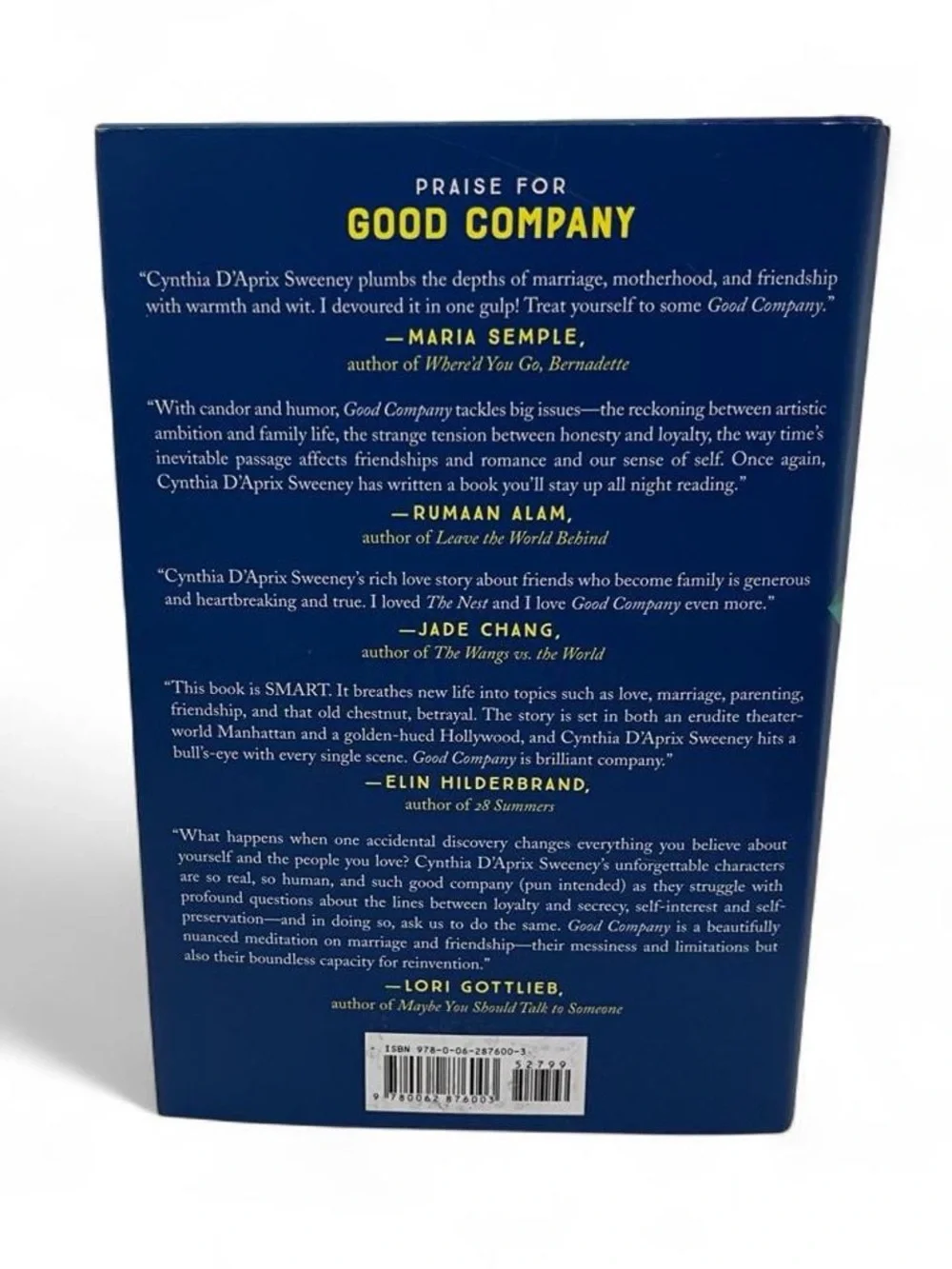 Adult Hardcover Fiction Book Drama Romance Marriage Good Company Cynthia Sweeney